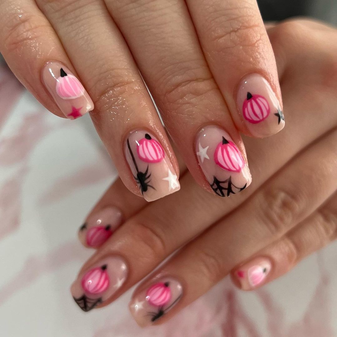 Pink Spooky Nail designs