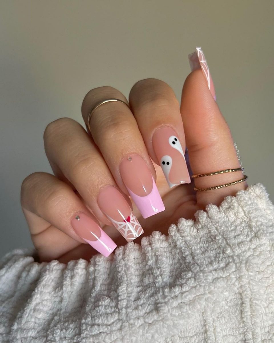 Pink Spooky Nail designs