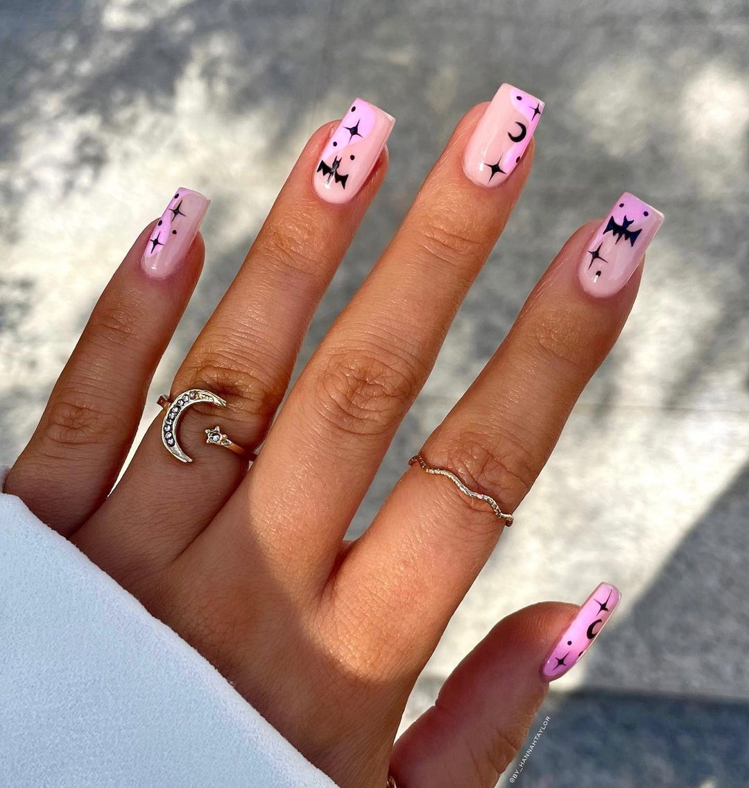 Pink Spooky Nail designs