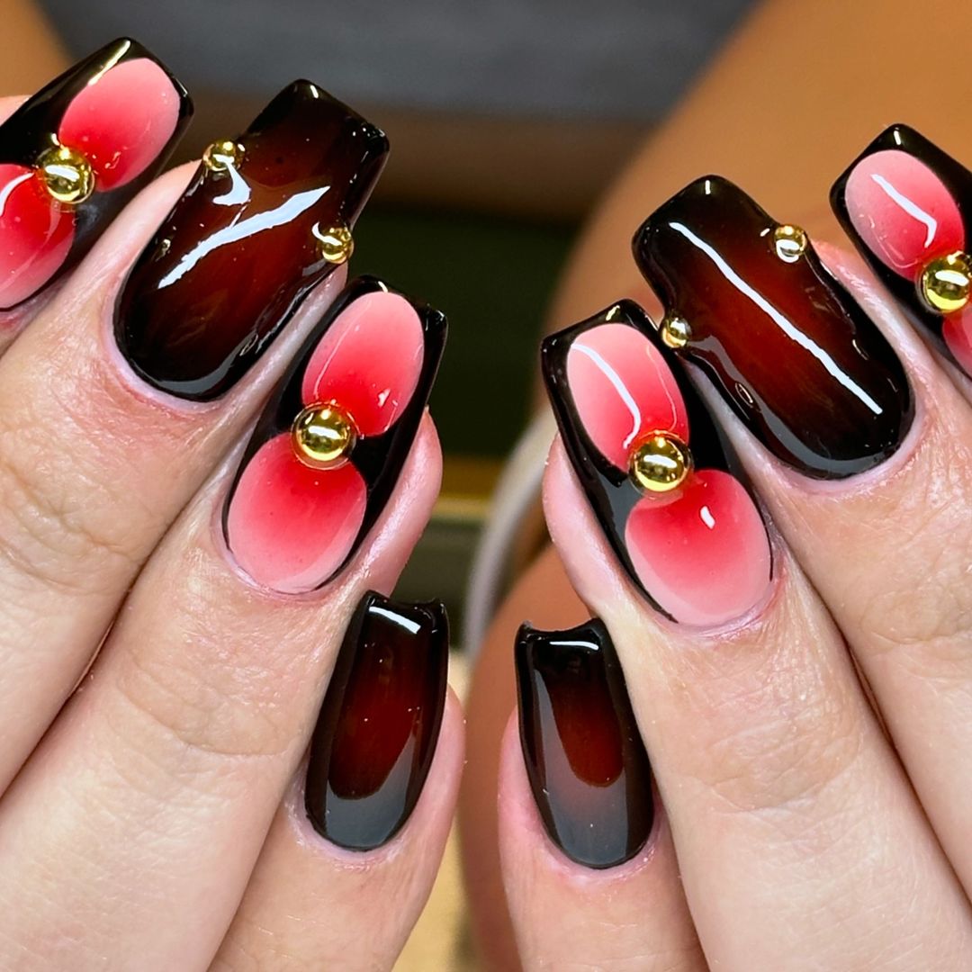 Black and Red Nail design Ideas