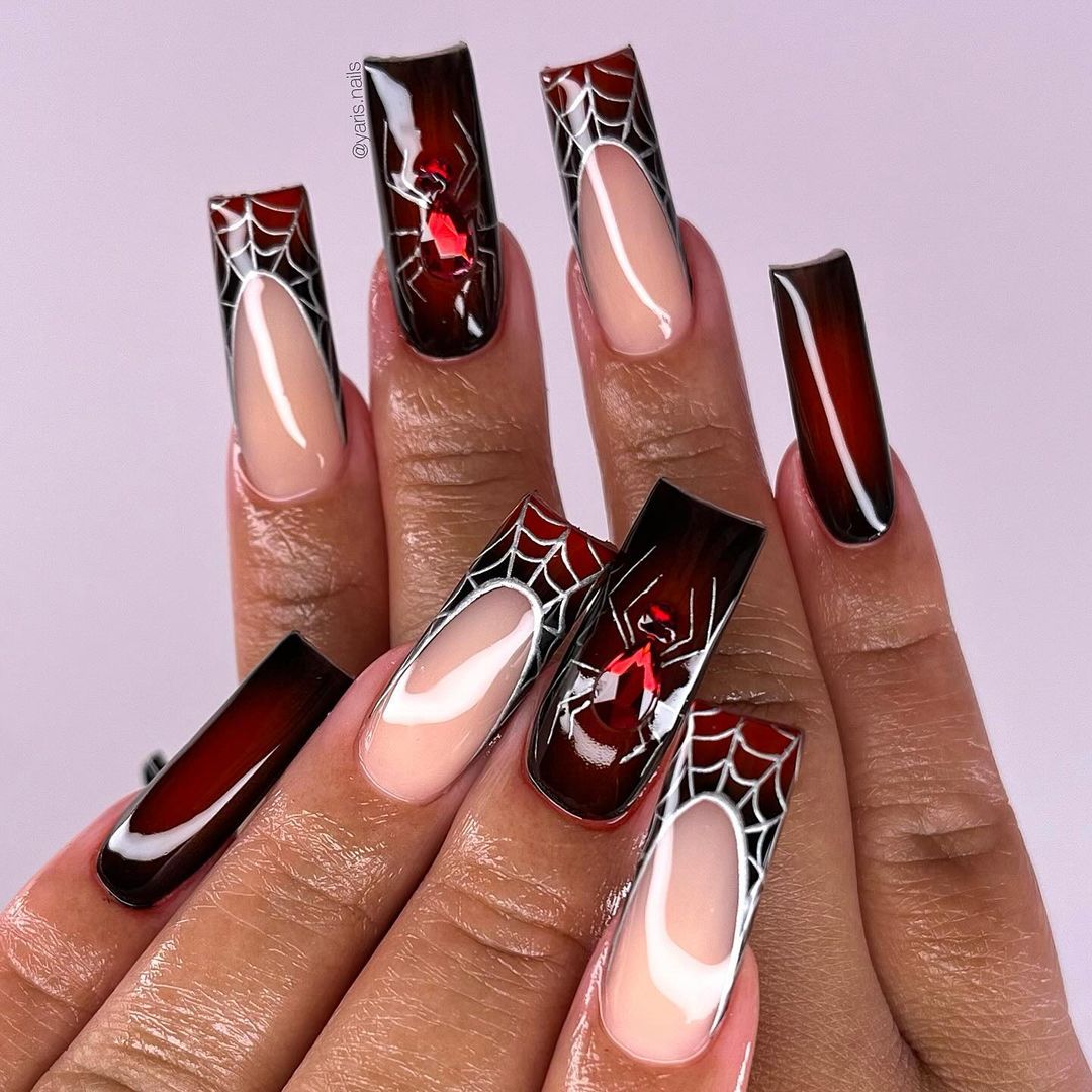 Black and Red Nail design Ideas