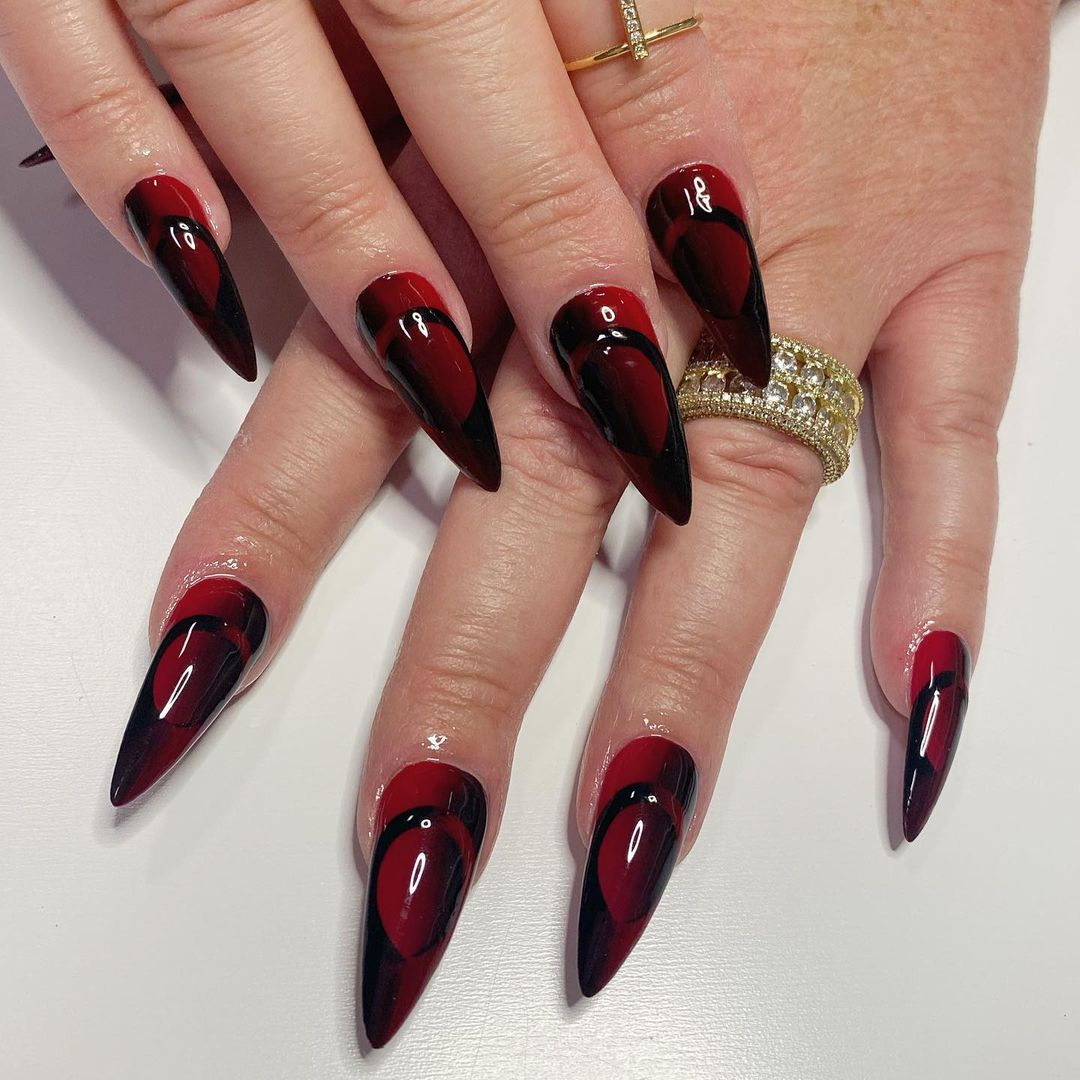 Black and Red Nail design Ideas