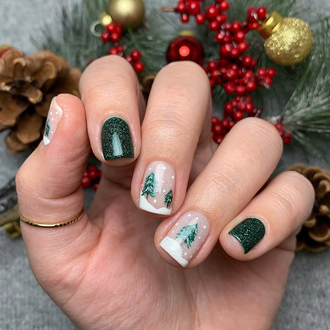 Green Christmas Nail Designs